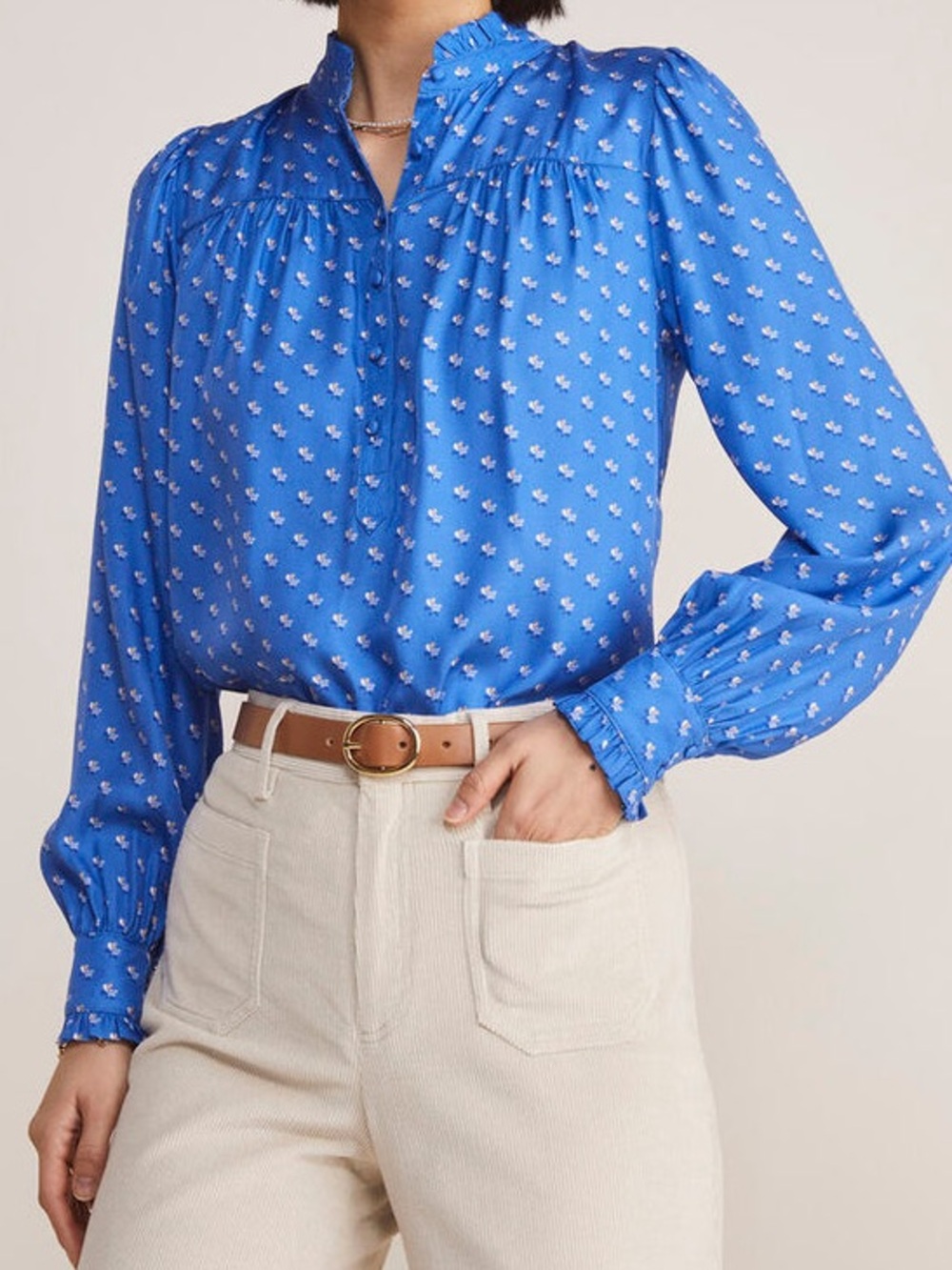 Vineyard Vines Cobalt Blue Floral Button-Down Blouse
